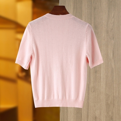 KD2214 Women's Knitted Top Short Length Sailor Collar Spring Season Water Drill Embellishment Soft Knitted Fabric