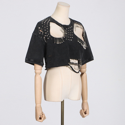 TS2255 Kimshein High Collar Sexy Blouse for Women Party Pin Denim Jacket and Casual Style DHL/EMS/UPS/FedEx Shipping