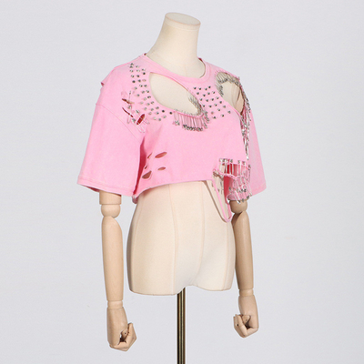 TS2255 Kimshein High Collar Sexy Blouse for Women Party Pin Denim Jacket and Casual Style DHL/EMS/UPS/FedEx Shipping