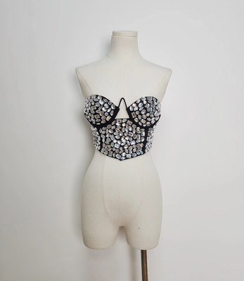 Guangdong Produced TS2250 Off-Shoulder Sexy Tight Bustier Women's Short Crystal Top with Elegant Water Drill Other Style