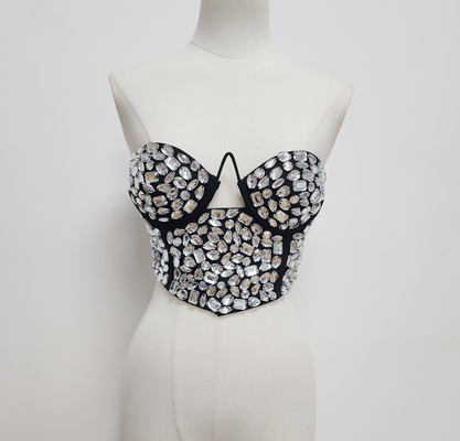 Guangdong Produced TS2250 Off-Shoulder Sexy Tight Bustier Women's Short Crystal Top with Elegant Water Drill Other Style