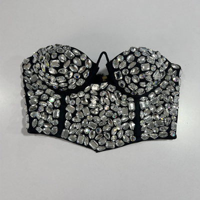 Guangdong Produced TS2250 Off-Shoulder Sexy Tight Bustier Women's Short Crystal Top with Elegant Water Drill Other Style
