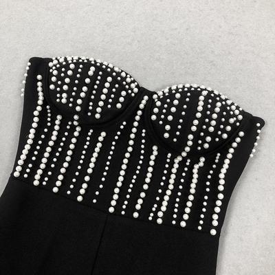 JB2286 Women's Party Jumpsuit with Pearl Strap and No Shoulder Strap in JB2286 Alternative Made of Spandex/Polyester