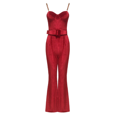 JB2285 Velvet Party Jumpsuit Set Women's Fashionable Sleeveless Party Clothing Set for Your Benefit from Guangdong