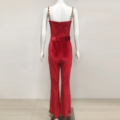JB2285 Velvet Party Jumpsuit Set Women's Fashionable Sleeveless Party Clothing Set for Your Benefit from Guangdong