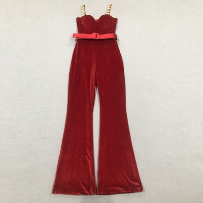 JB2285 Velvet Party Jumpsuit Set Women's Fashionable Sleeveless Party Clothing Set for Your Benefit from Guangdong