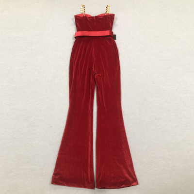 JB2285 Velvet Party Jumpsuit Set Women's Fashionable Sleeveless Party Clothing Set for Your Benefit from Guangdong