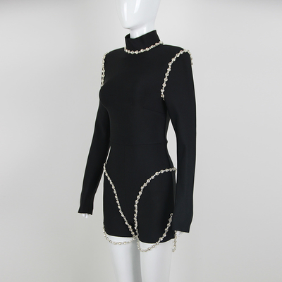 s Long Sleeve JB2254 Women's Classic Nightclub Jumpsuit with Luxurious Rhinestone Performance and 250g Fabric Weight