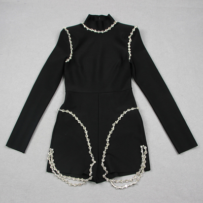 s Long Sleeve JB2254 Women's Classic Nightclub Jumpsuit with Luxurious Rhinestone Performance and 250g Fabric Weight
