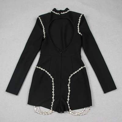 s Long Sleeve JB2254 Women's Classic Nightclub Jumpsuit with Luxurious Rhinestone Performance and 250g Fabric Weight