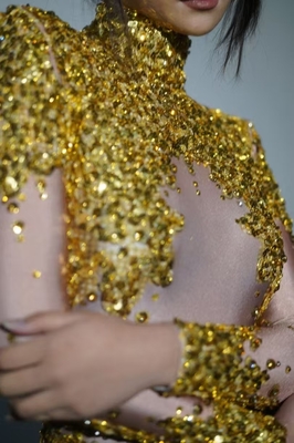 AD2567 Handmade Luxury Sequin Beaded Rhinestone Sexy Club Bodycon Jumpsuit with Exquisite Fabrics from Guangdong