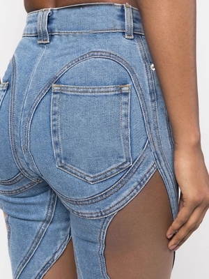 CC2224 Unique Design Women's Deming Jeans Fashion Long Pants Women's See-Through Mesh Sexy Trousers with Customizable Logo