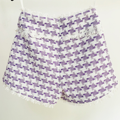 H3271 Classic Elegant Plaid Fabric Women's Woolen Shorts Made in Guangdong with Fast Sampling and Smart Tracking Support