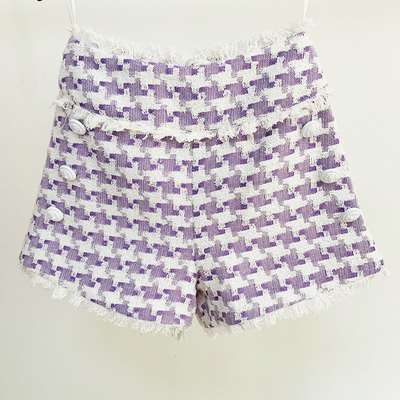 H3271 Classic Elegant Plaid Fabric Women's Woolen Shorts Made in Guangdong with Fast Sampling and Smart Tracking Support