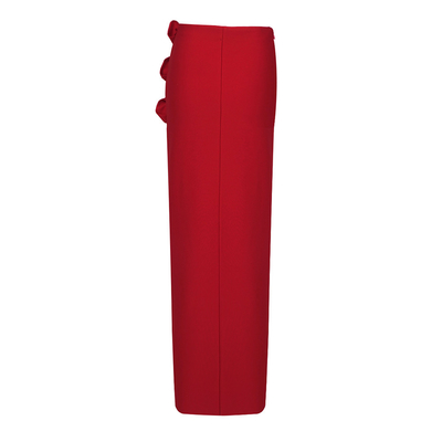 CC2230 Women's Evening Gown Red Long Dress with High Slit and Floral Decoration Customization
