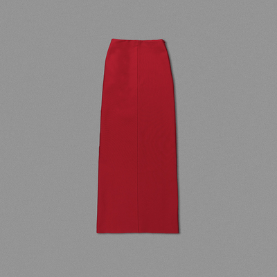CC2230 Women's Evening Gown Red Long Dress with High Slit and Floral Decoration Customization