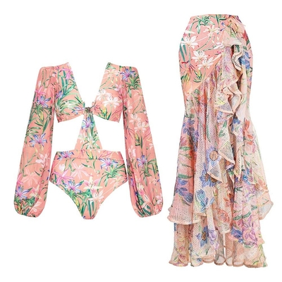 SM2125 Kimshein Women's Printed Beachwear Swimsuit Comfortable and Quick-Drying Elegant Swimwear in Full Polyester Fabric