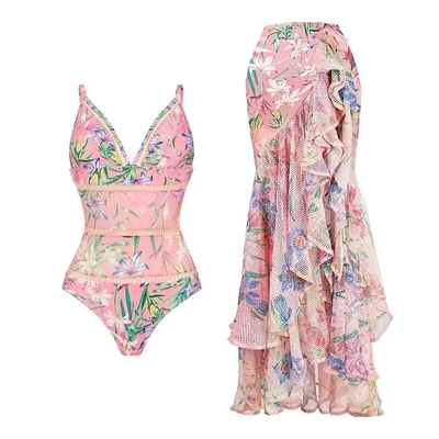 SM2125 Kimshein Women's Printed Beachwear Swimsuit Comfortable and Quick-Drying Elegant Swimwear in Full Polyester Fabric