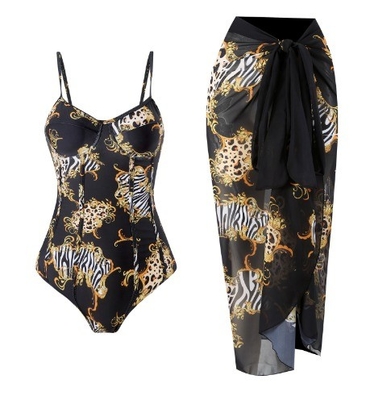 Lotus Edge Decoration V-String Bottom Type SM2131 Summer Beachwear for Women Latest Sexy Girl Fashion Printed Bikini Set
