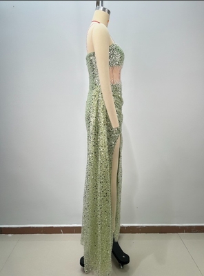 ED2775 Shimmering Pearls and Sequins Add Sparkle to this Luxurious Strapless Evening Dress for Gala Dinners