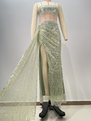 ED2775 Green Sequin Ball Gown Cocktail Dress Formal Evening Dress with Polyester/Cotton Material and Sparkling Accents