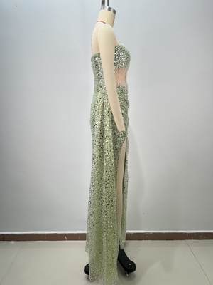 ED2775 Green Sequin Ball Gown Cocktail Dress Formal Evening Dress with Polyester/Cotton Material and Sparkling Accents