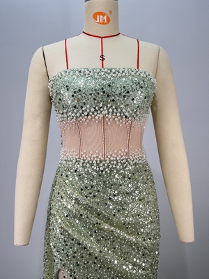 ED2775 Green Sequin Ball Gown Cocktail Dress Formal Evening Dress with Polyester/Cotton Material and Sparkling Accents