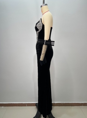 ED2777 Kimshein Luxurious Velvet Crystal Evening Dress Natural Waistline Anti-Wrinkle Perfect for Dance Wedding and Party