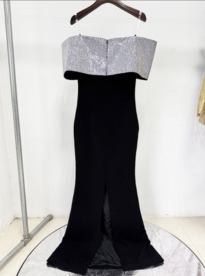 ED2772 Fashion Pearl Evening Dress for Women Off-Shoulder and Elegant Long Length Party Dress without Sleeves 7-Day Fast Sampling
