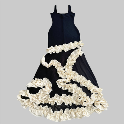 Summer Fashion Staple Sleek and Sophisticated Black Bandage Evening Dress with Square Neckline Sleeveless Floor-Length