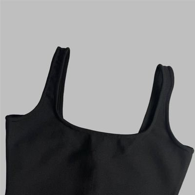 Summer Fashion Staple Sleek and Sophisticated Black Bandage Evening Dress with Square Neckline Sleeveless Floor-Length