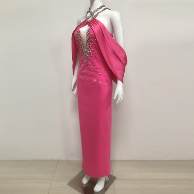 Smart Tracking Supported Kimshein SB3460 Luxury Maxi Party Dress with Crystal Rhinestones and Elegant Bandage Skirt