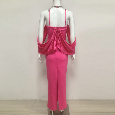 Smart Tracking Supported Kimshein SB3460 Luxury Maxi Party Dress with Crystal Rhinestones and Elegant Bandage Skirt