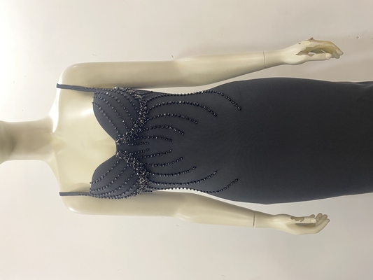 SB3456 Fashion Pearl Bodycon Bandage Dress with Crystal Sleeveless Straight Knife Fabric Detail and Decoration