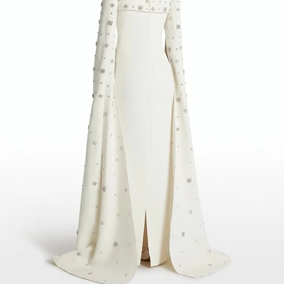 LS2665 Design Spring Crystal Floor-Length Long Sleeve Solid Color Dress Natural Waist Regular Sleeve Dress for Standards