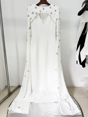 LS2665 Design Spring Crystal Floor-Length Long Sleeve Solid Color Dress Natural Waist Regular Sleeve Dress for Standards