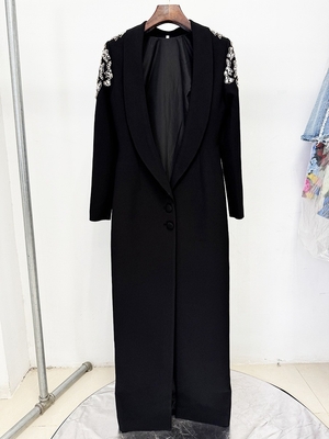 Breathable LS2669 Backless Party Dress for Women Long Sleeves and Hanging Neck Collar Luxurious Diamond Crystal Dress