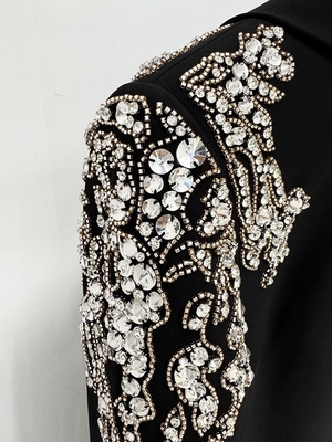 Breathable LS2669 Backless Party Dress for Women Long Sleeves and Hanging Neck Collar Luxurious Diamond Crystal Dress