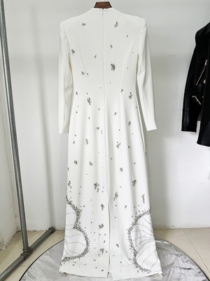 LS2667 Spring Autumn Beaded Luxury Evening Dress Long Sleeve Full Sleeve Crystal Floor-Length Gown
