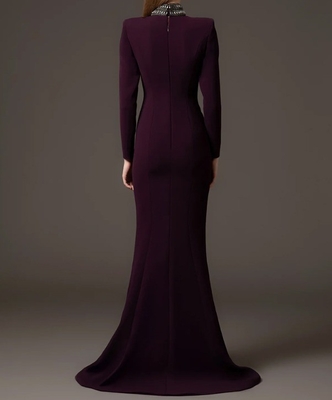 Water Diamond Decorated LS2660 Long Sleeve Party Dress for Plus Size Women Elegant and Luxurious