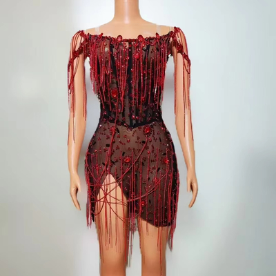 Elevate Your Style with Our Mini Length Luxurious Handmade Tight-Fitting Crystal Beaded Evening Gown Dry Clean Only