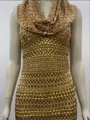 AD2571 Kimshein Luxurious Sexy Evening Dress for Women's Fashion Party Crystal Mesh Sleeveless Empire Waist Dress