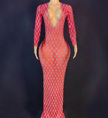 AD2085 Heavy Crystal and Retro Elements Make a Statement in Full Sleeve Floor-Length Evening Dress for a Sophisticated Party