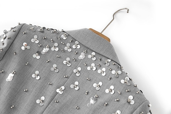 SR2402 Spring V-Neck Two-Piece Set with Luxurious Sequin Embellishment by Fashion Designer Effortlessly Chic and Stylish
