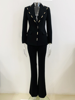 Kimshein Women's Formal Crystal Pants Suit Business Two-Piece Set with SR2397 Fashion Sport Jacket and Long Pants