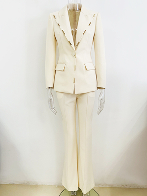 Kimshein Women's Formal Crystal Pants Suit Business Two-Piece Set with SR2397 Fashion Sport Jacket and Long Pants