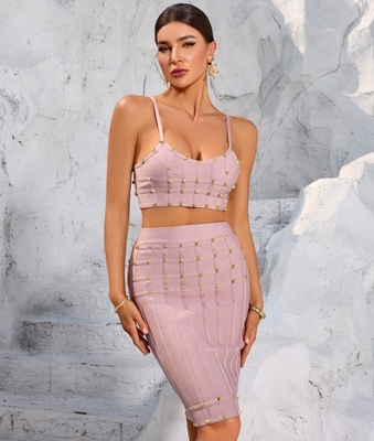 Bandage Fabric Two-piece Set for Women SS2396 Kimshein Summer Dress and Bandage Dress Set