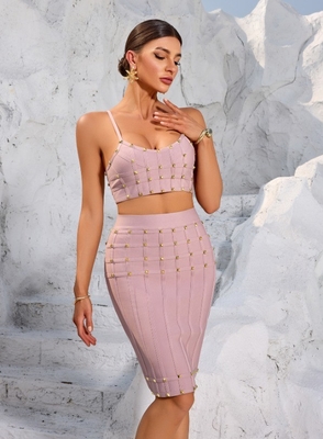 Bandage Fabric Two-piece Set for Women SS2396 Kimshein Summer Dress and Bandage Dress Set