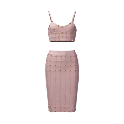 Bandage Fabric Two-piece Set for Women SS2396 Kimshein Summer Dress and Bandage Dress Set