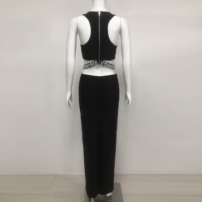 SS2393 Two-Piece Summer Set for Women Solid Elegant Party Bandage Crop Top and Skirt Set Bodycon Fit Limited Stock